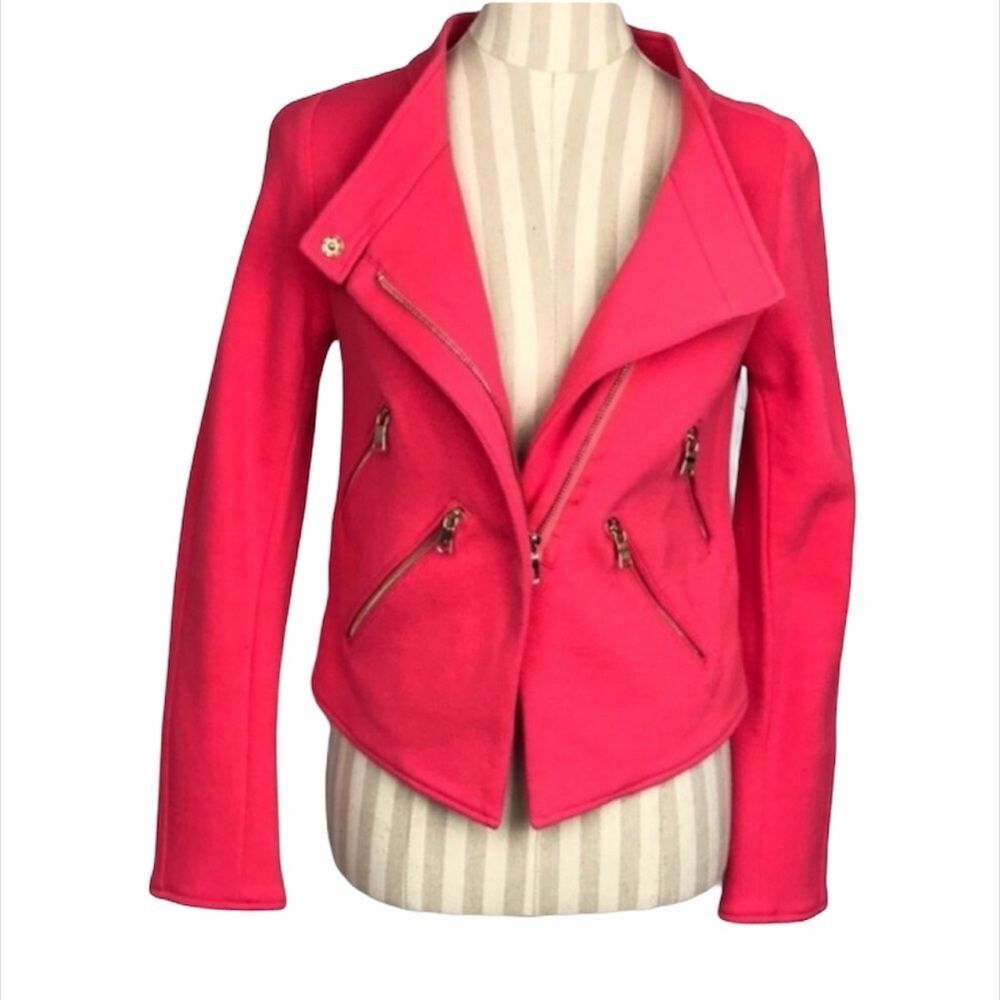 Etcetera Pink Cotton Moto Style Jacket Size 2
